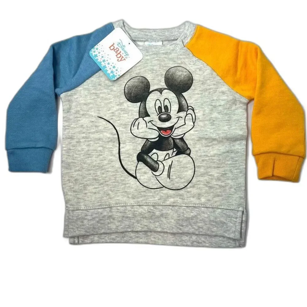Disney Baby Mickey Mouse & Friends Graphic Sweatshirt & Bottom Gray 12M New!